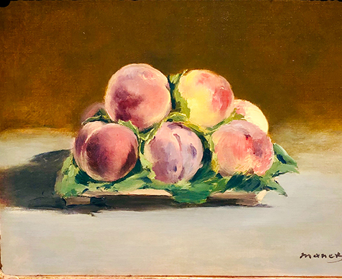 Modern Beauty of the Last Paintings by Manet--these lush peaches are example. mmnhe lush peaches show the modern beauty of Manet's late paintings.